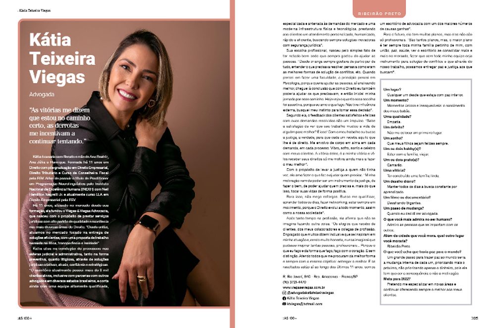 Dra. Katia Viegas Está entre as 100 Mulheres de Sucesso de 2022 na Revista D:Luxe